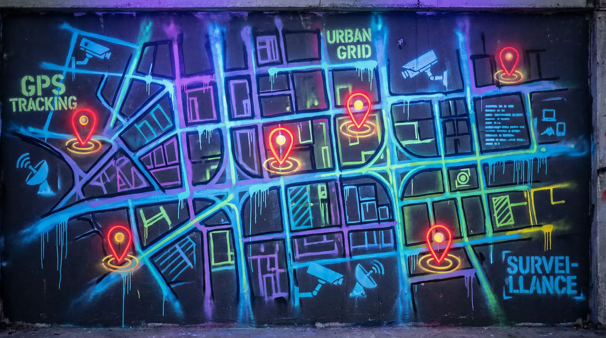 推特吃瓜 狗仔追踪地图 - 城市涂鸦风格